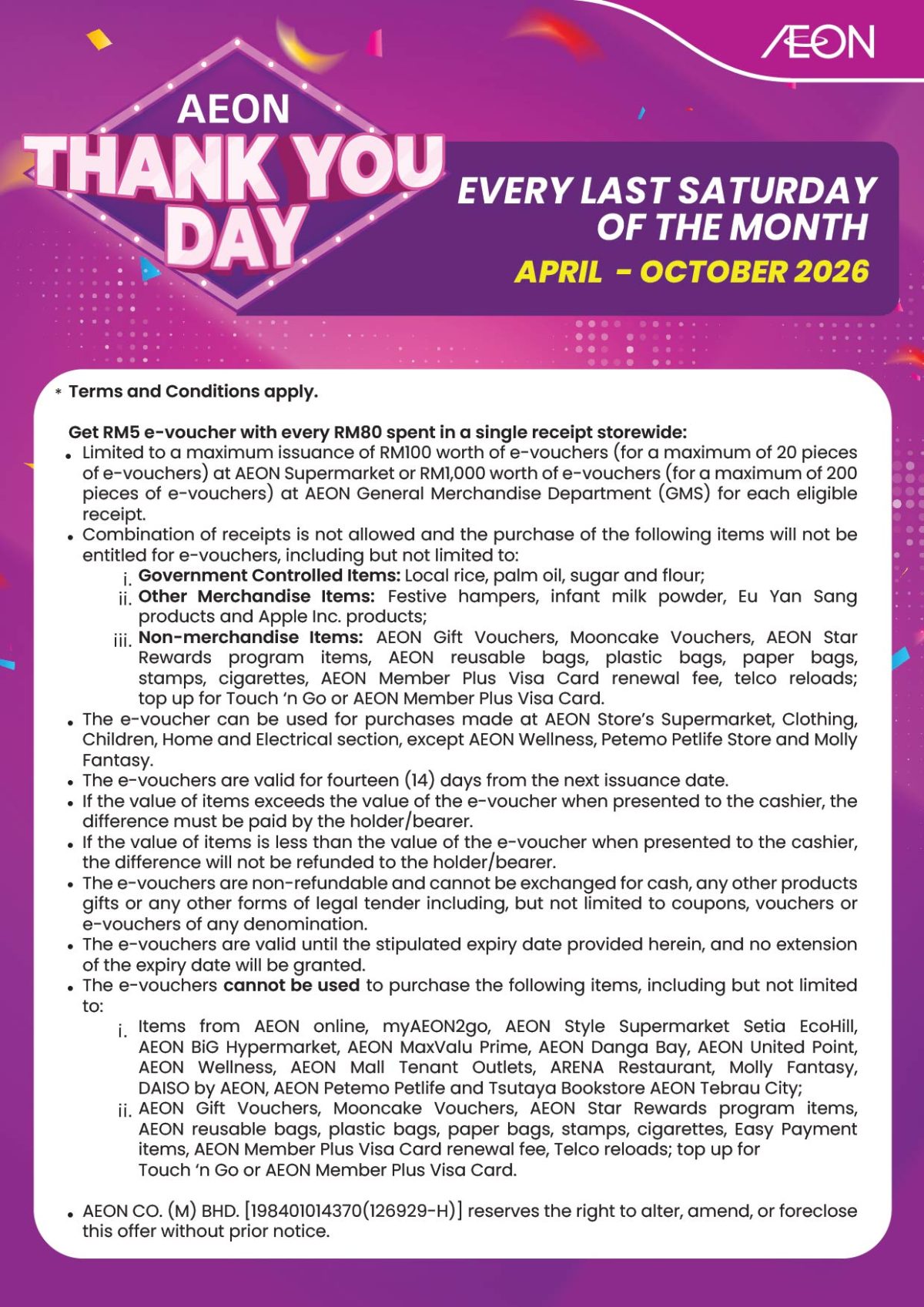 AEON Thank You Day - AEON CO. (M) BHD.