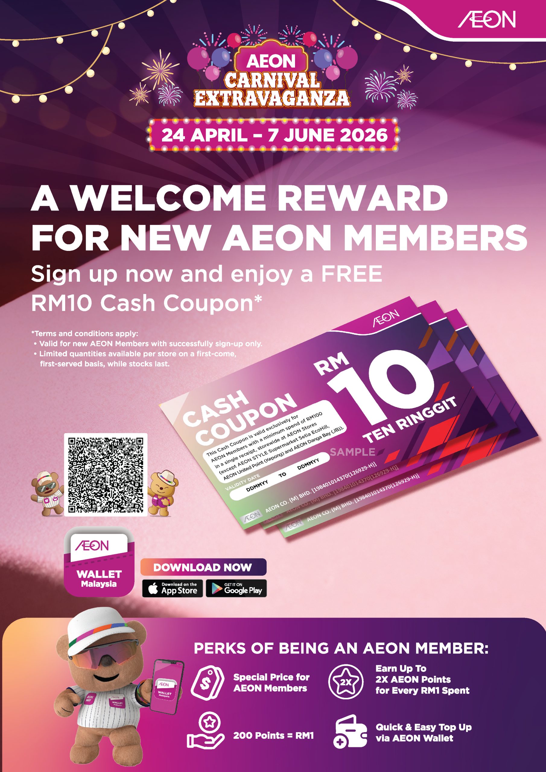 OP AEON Sign Up RM10 Cash Coupon Sign up A4poster OL